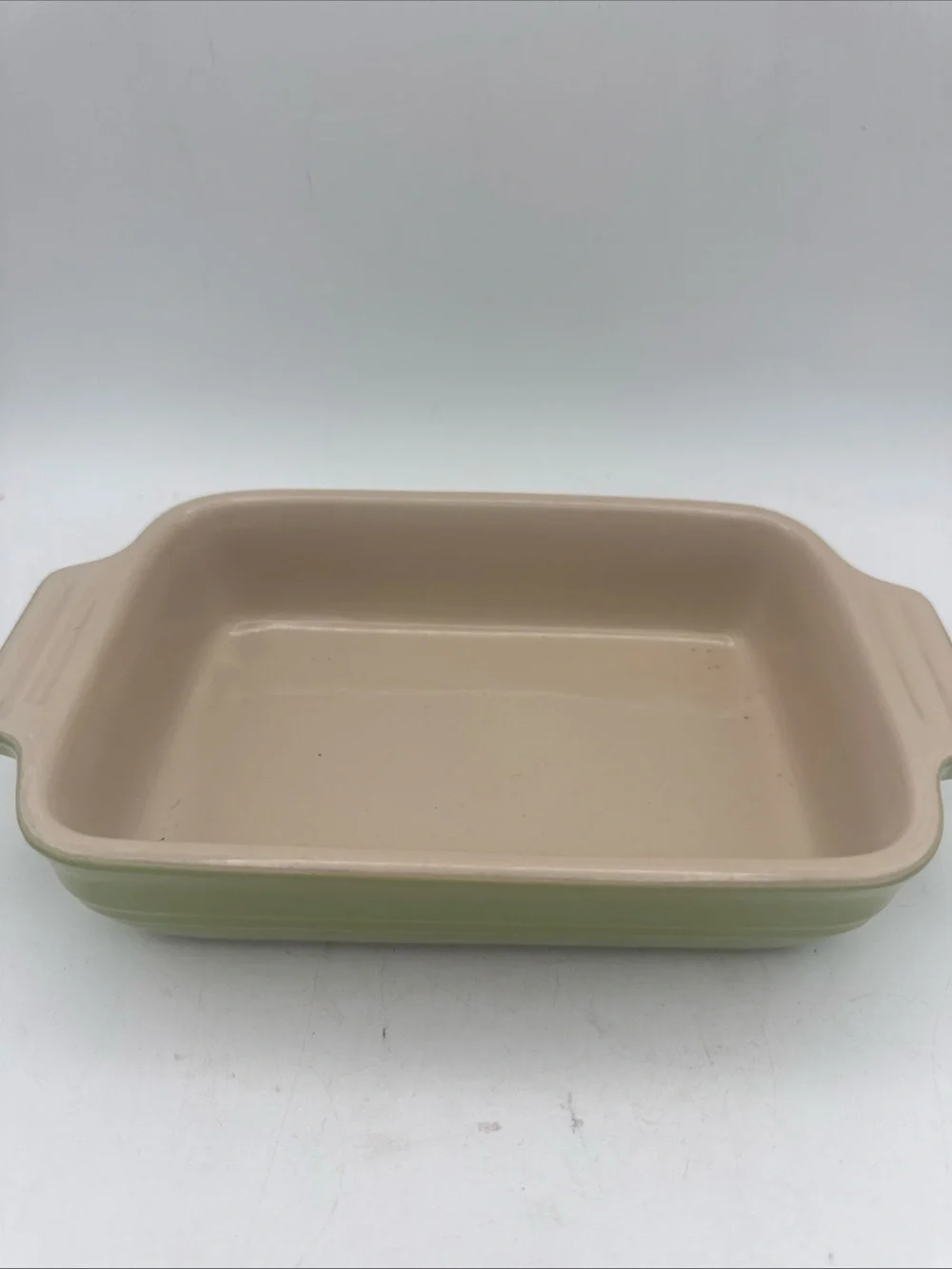 Le Creuset Kiwi Green Rectangle Small Baking Dish 16-41 Baker Stoneware 7 x 5”